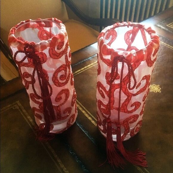 Beautiful Red Sequined Candleholders